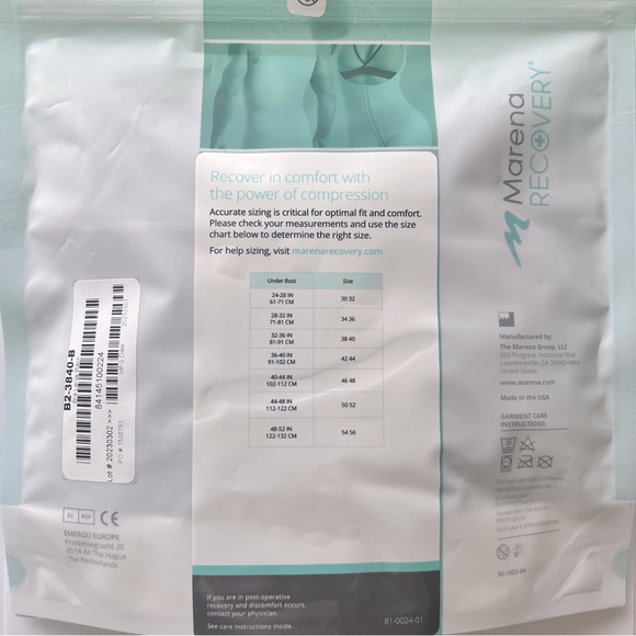 Marena Recovery Post Surgery Compression Bra Size Large 3840 Black *Price Firm* - Picture 2 of 4